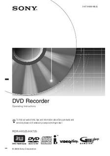 Sony RDR HX 525 manual. Camera Instructions.